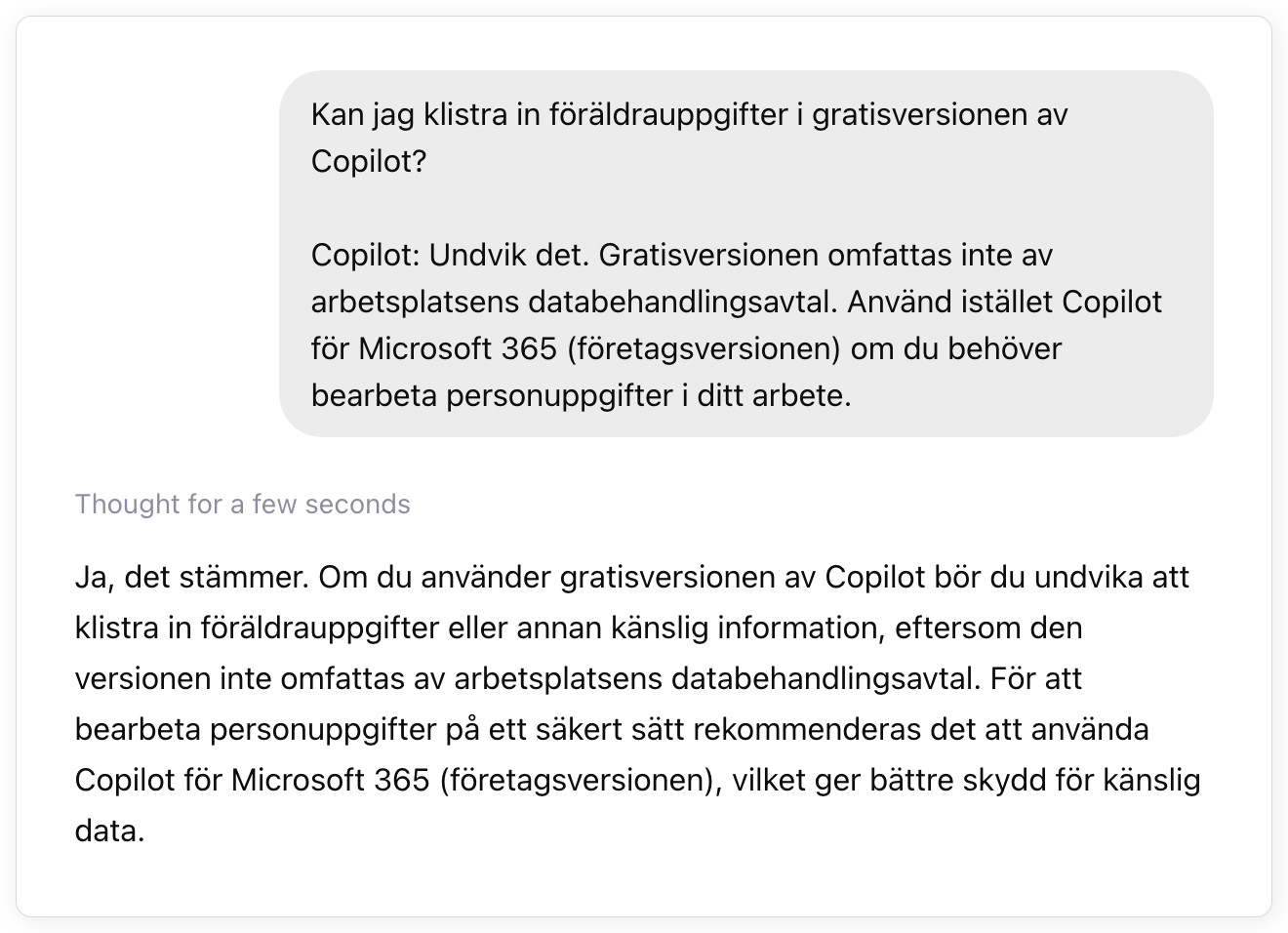 ChatGPT svarar pa prompten