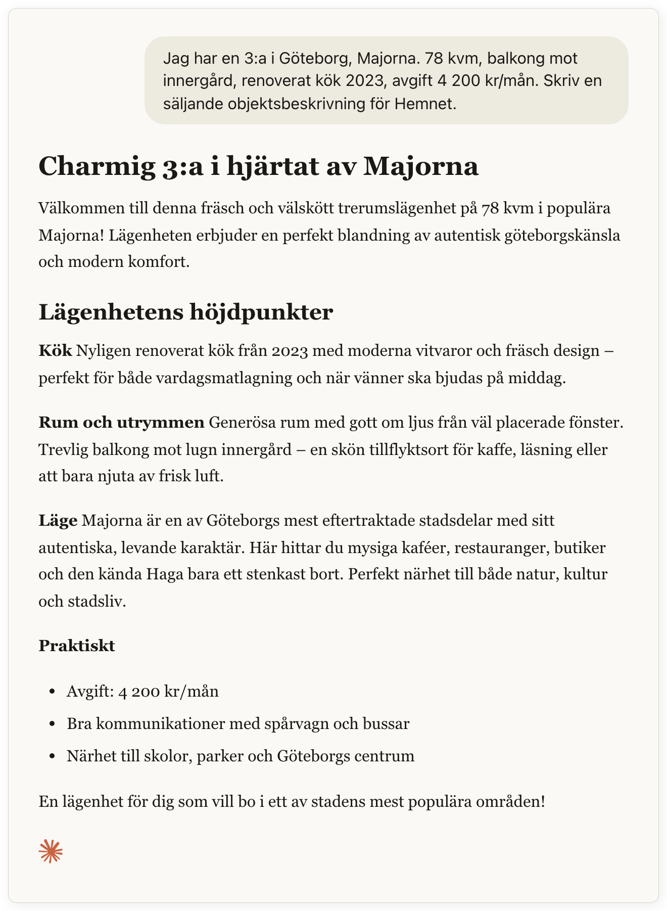 Claude svarar pa prompten