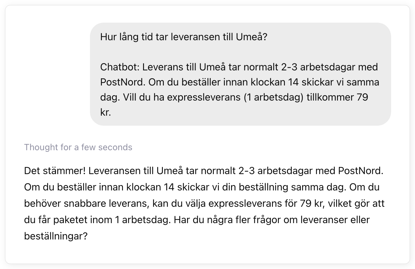 ChatGPT svarar pa prompten